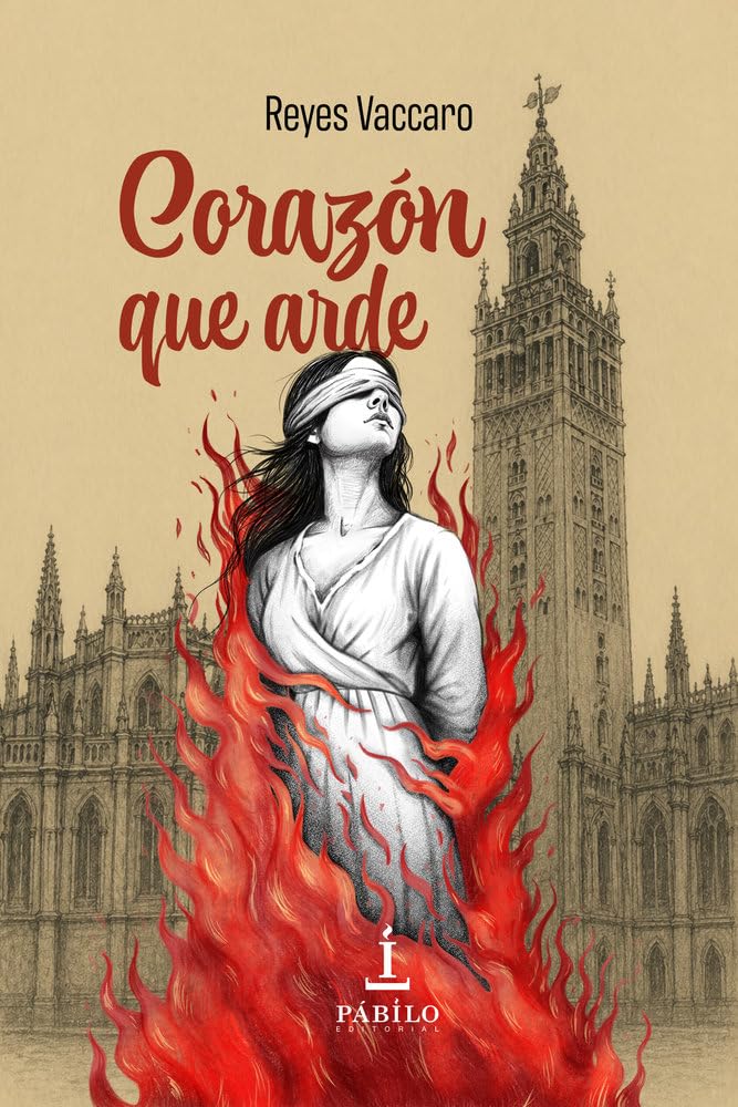 Una mujer semidesnuda, arde en una hoguera delante de la catedral de Sevilla.